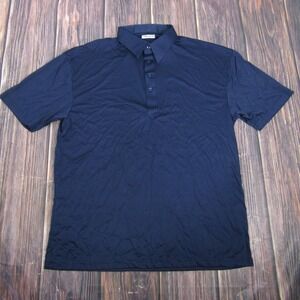 Collars & Co Polo Shirt Mens 2XL Blue Solid Dress Collar Performance Golf Top